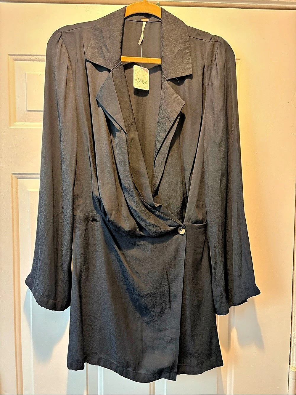 Free People Textured Python Blazer Dress in Black Small NWT